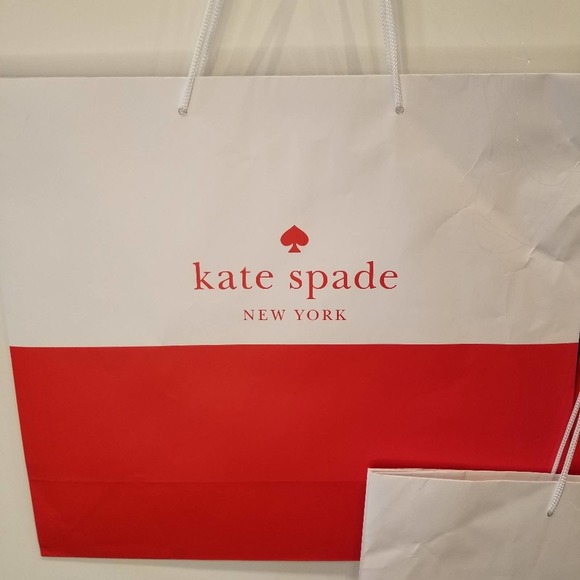 Kate Spade Set /3 Paper Shopping Bags Red White - Picture 2 of 5